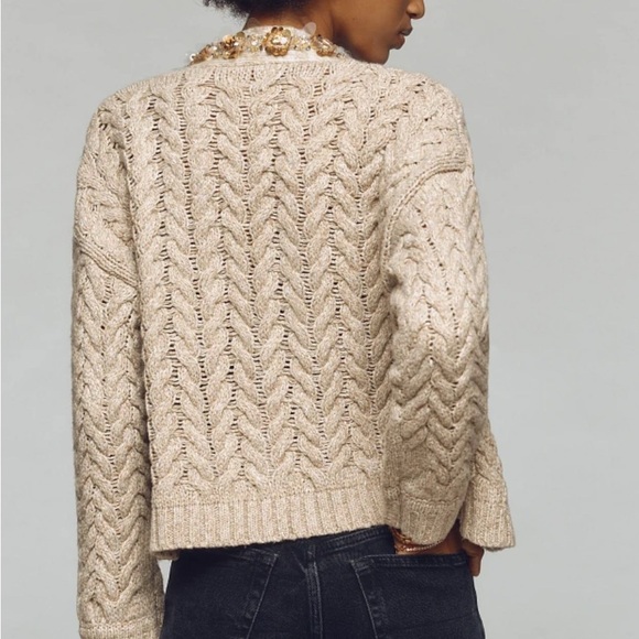 Anthropologie Maeve Cable Knit Cardigan Sweater - Picture 2 of 7